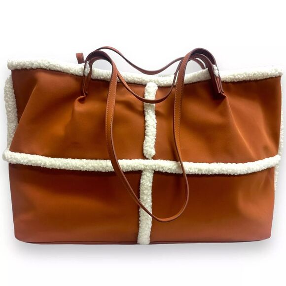 Universal Thread Shapes Craft Tote Handbag Cognac Brown - Picture 3 of 5